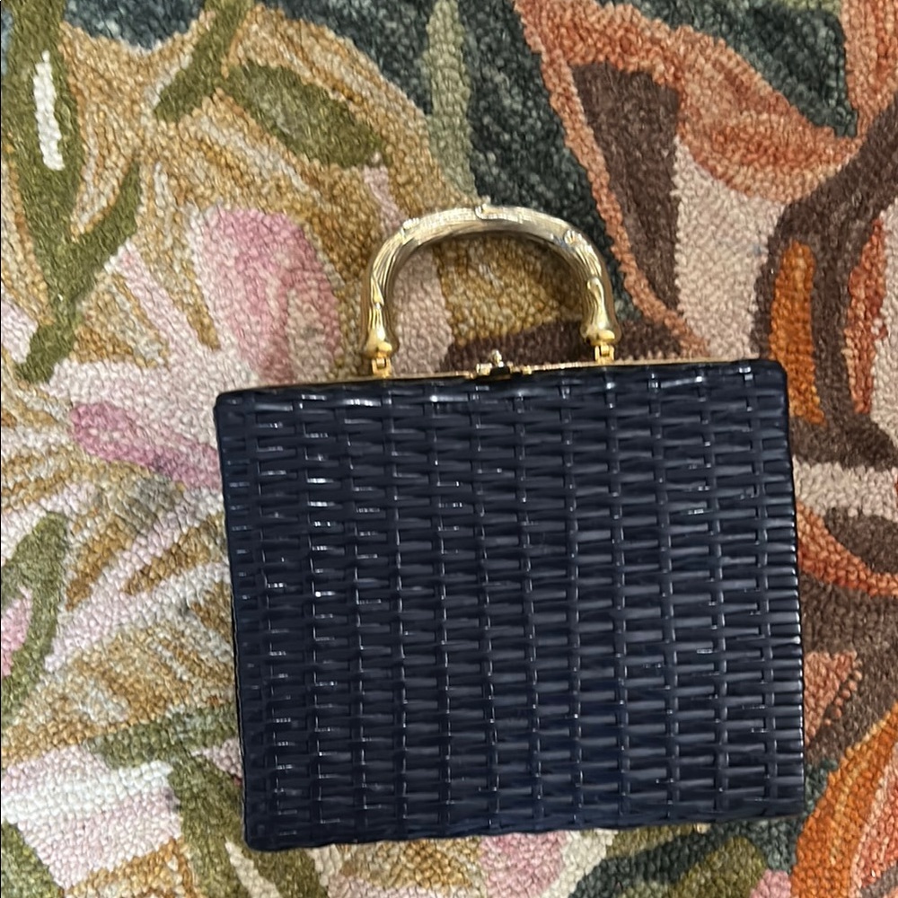 Elegant Black Woven Handbag